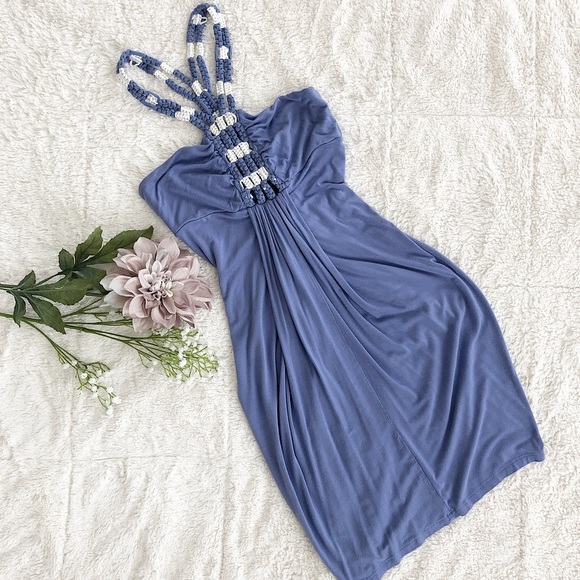 bebe Dresses & Skirts - Bebe Periwinkle Braided Neck Summer Dress